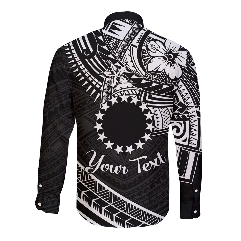 Kia Orana Cook Islands Long Sleeve Button Shirt Circle Stars With Floral White Pattern LT01 - Polynesian Pride