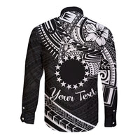 Kia Orana Cook Islands Long Sleeve Button Shirt Circle Stars With Floral White Pattern LT01 - Polynesian Pride