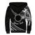 Kia Orana Cook Islands Sherpa Hoodie Circle Stars With Floral White Pattern LT01 - Polynesian Pride