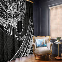 Kia Orana Cook Islands Window Curtain Circle Stars With Floral White Pattern LT01 - Polynesian Pride