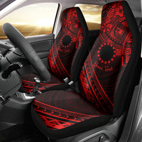 Kia Orana Cook Islands Car Seat Cover Circle Stars With Floral Red Pattern LT01 - Polynesian Pride