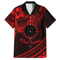Kia Orana Cook Islands Family Matching Summer Maxi Dress and Hawaiian Shirt Circle Stars With Floral Red Pattern LT01 Dad's Shirt - Short Sleeve Red - Polynesian Pride