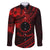 Kia Orana Cook Islands Family Matching Summer Maxi Dress and Hawaiian Shirt Circle Stars With Floral Red Pattern LT01 Dad's Shirt - Long Sleeve Red - Polynesian Pride
