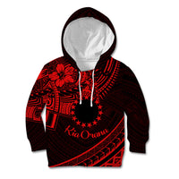 Kia Orana Cook Islands Kid Hoodie Circle Stars With Floral Red Pattern LT01 Hoodie Red - Polynesian Pride