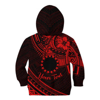 Kia Orana Cook Islands Kid Hoodie Circle Stars With Floral Red Pattern LT01 - Polynesian Pride