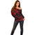 Kia Orana Cook Islands Off Shoulder Sweater Circle Stars With Floral Red Pattern LT01 - Polynesian Pride