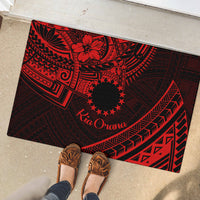Kia Orana Cook Islands Rubber Doormat Circle Stars With Floral Red Pattern LT01 - Polynesian Pride
