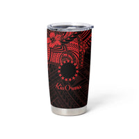 Kia Orana Cook Islands Tumbler Cup Circle Stars With Floral Red Pattern