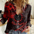 Kia Orana Cook Islands Women Casual Shirt Circle Stars With Floral Red Pattern LT01 Female Red - Polynesian Pride