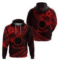 Kia Orana Cook Islands Zip Hoodie Circle Stars With Floral Red Pattern LT01 - Polynesian Pride