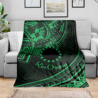 Kia Orana Cook Islands Blanket Circle Stars With Floral Green Pattern LT01