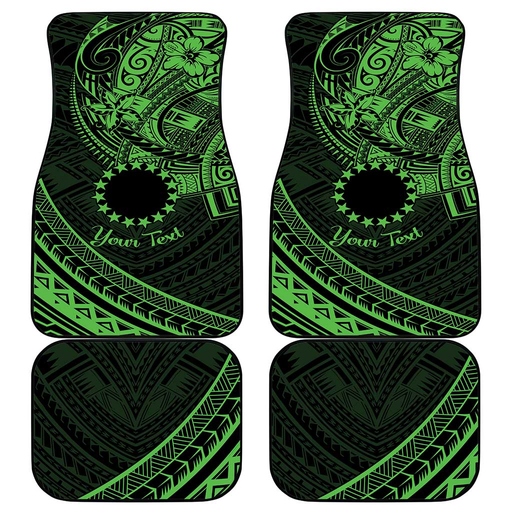Kia Orana Cook Islands Car Mats Circle Stars With Floral Green Pattern LT01