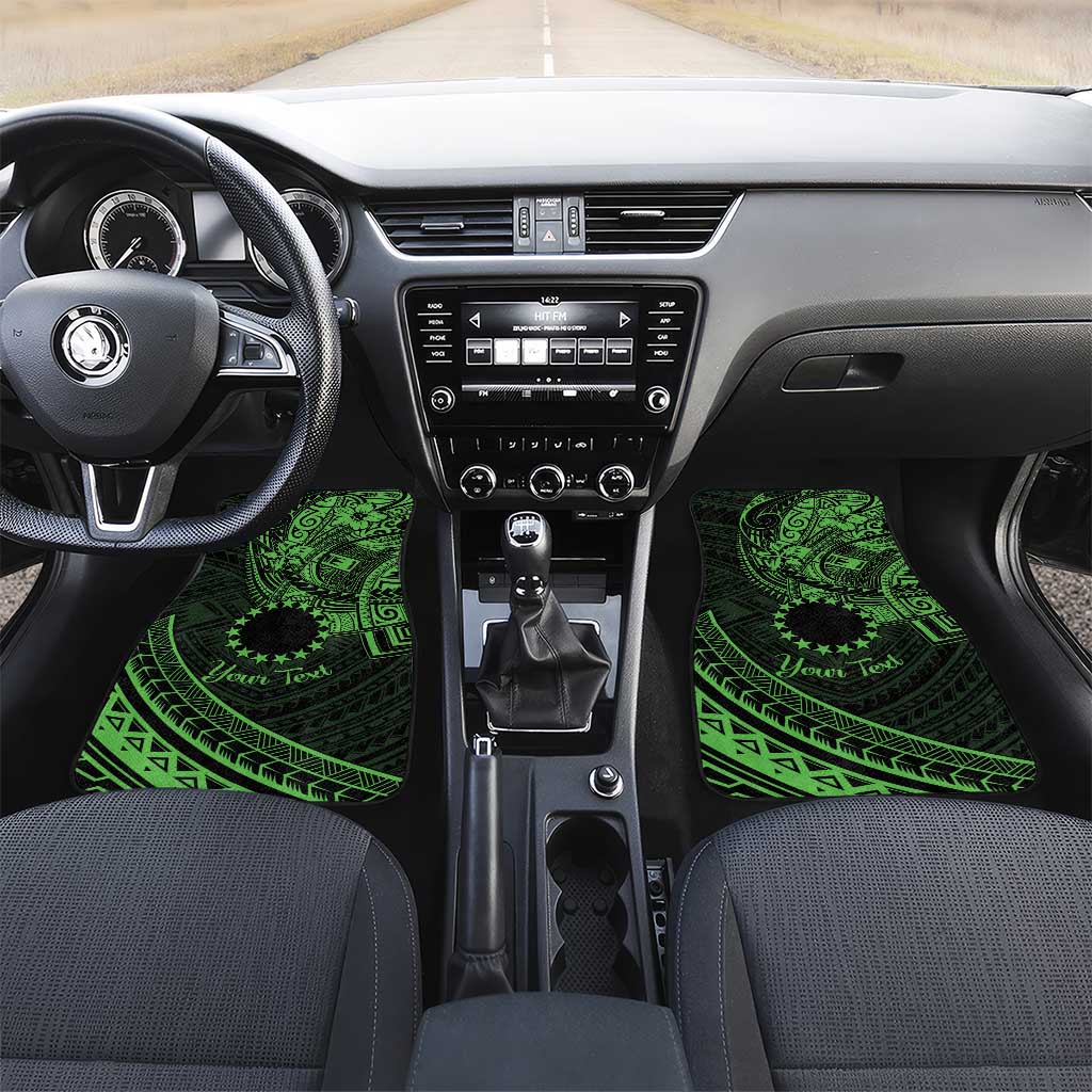 Kia Orana Cook Islands Car Mats Circle Stars With Floral Green Pattern LT01