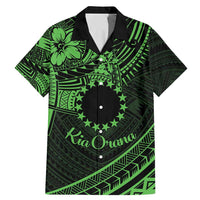 Kia Orana Cook Islands Family Matching Mermaid Dress and Hawaiian Shirt Circle Stars With Floral Green Pattern LT01