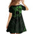 Kia Orana Cook Islands Family Matching Off Shoulder Maxi Dress and Hawaiian Shirt Circle Stars With Floral Green Pattern LT01