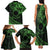 Kia Orana Cook Islands Family Matching Tank Maxi Dress and Hawaiian Shirt Circle Stars With Floral Green Pattern LT01
