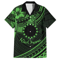 Kia Orana Cook Islands Family Matching Tank Maxi Dress and Hawaiian Shirt Circle Stars With Floral Green Pattern LT01