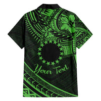 Kia Orana Cook Islands Family Matching Tank Maxi Dress and Hawaiian Shirt Circle Stars With Floral Green Pattern LT01