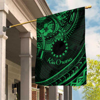 Kia Orana Cook Islands Garden Flag Circle Stars With Floral Green Pattern LT01