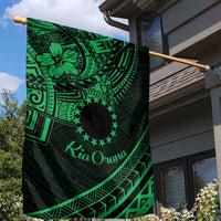 Kia Orana Cook Islands Garden Flag Circle Stars With Floral Green Pattern LT01