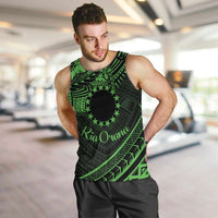 Kia Orana Cook Islands Men Tank Top Circle Stars With Floral Green Pattern LT01