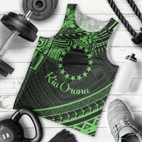 Kia Orana Cook Islands Men Tank Top Circle Stars With Floral Green Pattern LT01