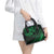 Kia Orana Cook Islands Shoulder Handbag Circle Stars With Floral Green Pattern LT01