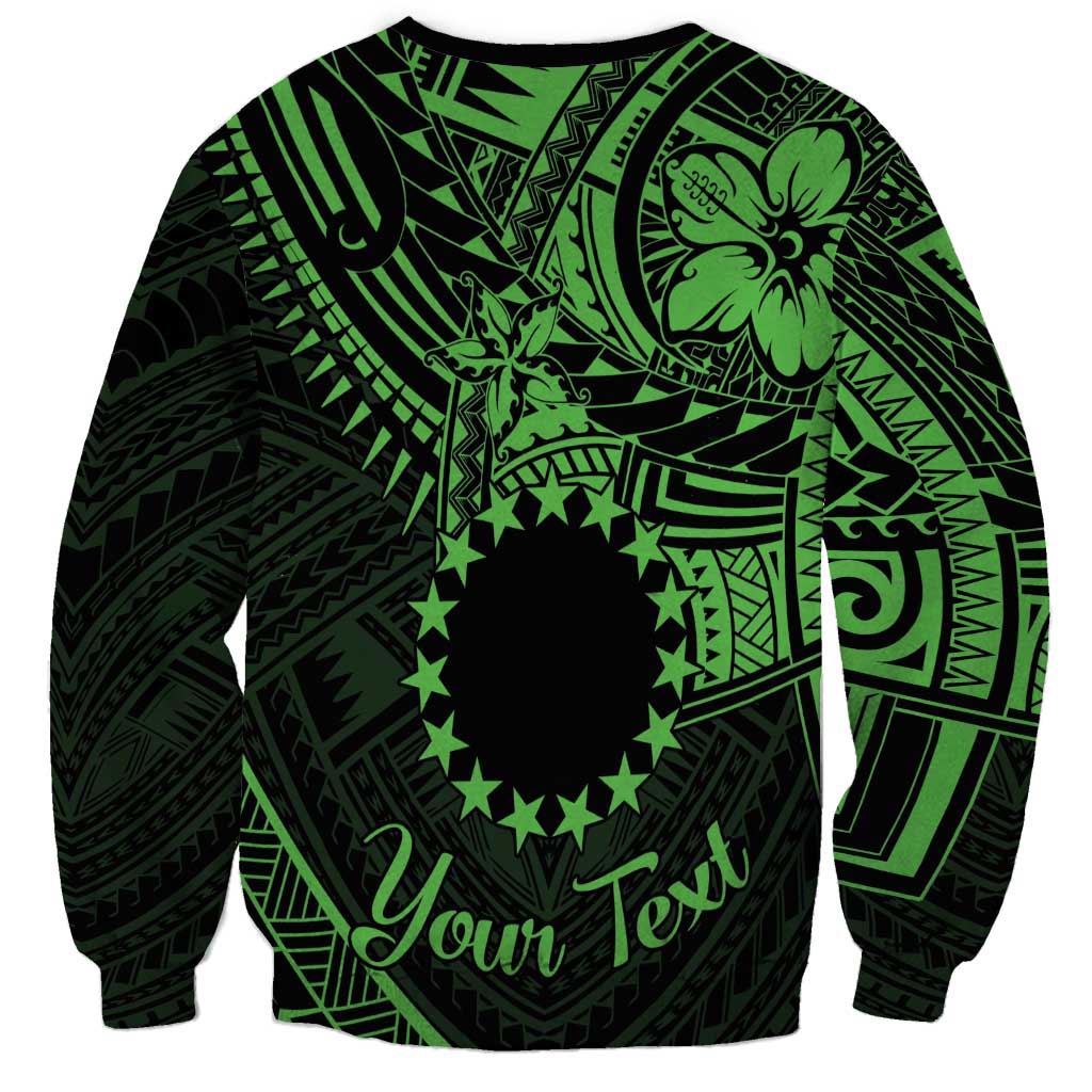 Kia Orana Cook Islands Sweatshirt Circle Stars With Floral Green Pattern LT01