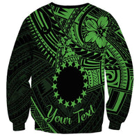 Kia Orana Cook Islands Sweatshirt Circle Stars With Floral Green Pattern LT01