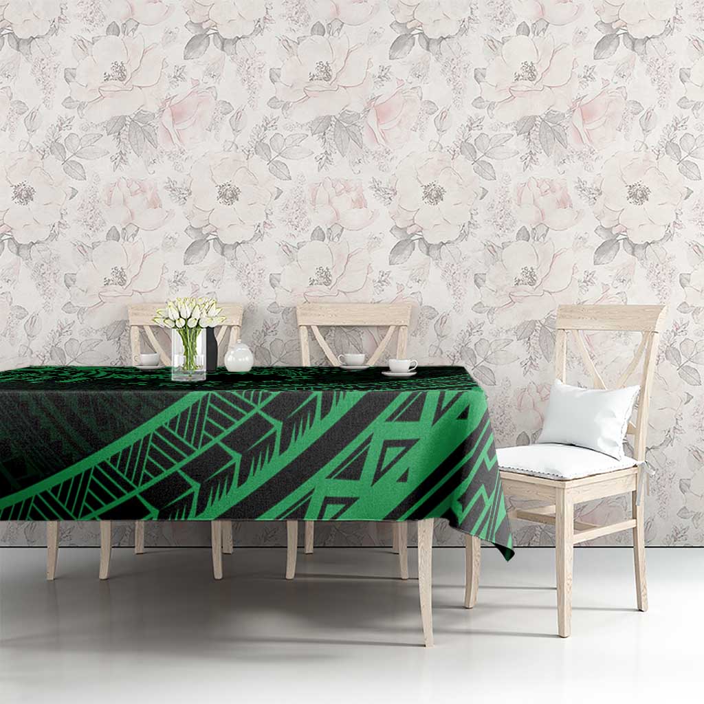 Kia Orana Cook Islands Tablecloth Circle Stars With Floral Green Pattern LT01