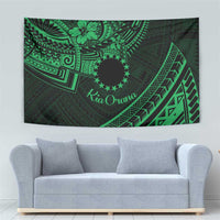 Kia Orana Cook Islands Tapestry Circle Stars With Floral Green Pattern LT01