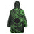 Kia Orana Cook Islands Wearable Blanket Hoodie Circle Stars With Floral Green Pattern LT01