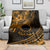 Kia Orana Cook Islands Blanket Circle Stars With Floral Gold Pattern LT01 - Polynesian Pride