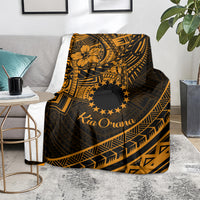 Kia Orana Cook Islands Blanket Circle Stars With Floral Gold Pattern LT01 - Polynesian Pride