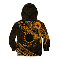 Kia Orana Cook Islands Kid Hoodie Circle Stars With Floral Gold Pattern LT01 - Polynesian Pride
