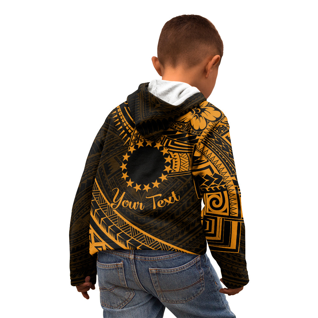 Kia Orana Cook Islands Kid Hoodie Circle Stars With Floral Gold Pattern LT01 - Polynesian Pride