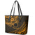 Kia Orana Cook Islands Leather Tote Bag Circle Stars With Floral Gold Pattern LT01 - Polynesian Pride