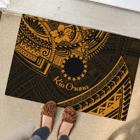 Kia Orana Cook Islands Rubber Doormat Circle Stars With Floral Gold Pattern LT01 - Polynesian Pride
