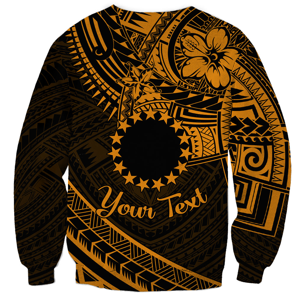 Kia Orana Cook Islands Sweatshirt Circle Stars With Floral Gold Pattern LT01 - Polynesian Pride