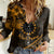 Kia Orana Cook Islands Women Casual Shirt Circle Stars With Floral Gold Pattern LT01 Female Gold - Polynesian Pride