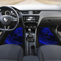 Kia Orana Cook Islands Car Mats Circle Stars With Floral Navy Blue Pattern LT01 - Polynesian Pride