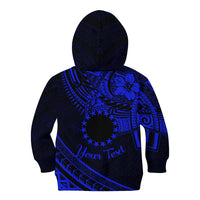 Kia Orana Cook Islands Kid Hoodie Circle Stars With Floral Navy Blue Pattern LT01 - Polynesian Pride
