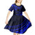 Kia Orana Cook Islands Kid Short Sleeve Dress Circle Stars With Floral Navy Blue Pattern LT01 - Polynesian Pride
