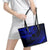 Kia Orana Cook Islands Leather Tote Bag Circle Stars With Floral Navy Blue Pattern LT01 - Polynesian Pride