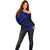 Kia Orana Cook Islands Off Shoulder Sweater Circle Stars With Floral Navy Blue Pattern LT01 - Polynesian Pride