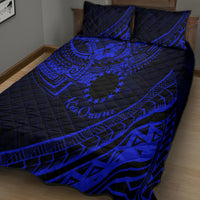 Kia Orana Cook Islands Quilt Bed Set Circle Stars With Floral Navy Blue Pattern LT01 - Polynesian Pride
