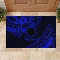 Kia Orana Cook Islands Rubber Doormat Circle Stars With Floral Navy Blue Pattern LT01 - Polynesian Pride