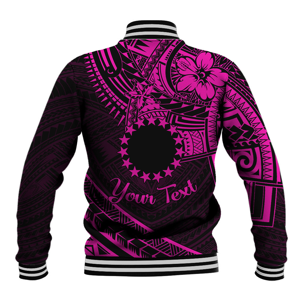 Kia Orana Cook Islands Baseball Jacket Circle Stars With Floral Pink Pattern LT01 - Polynesian Pride