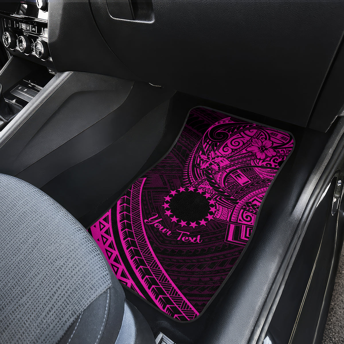 Kia Orana Cook Islands Car Mats Circle Stars With Floral Pink Pattern LT01 - Polynesian Pride