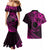 Kia Orana Cook Islands Couples Matching Mermaid Dress and Hawaiian Shirt Circle Stars With Floral Pink Pattern LT01 - Polynesian Pride
